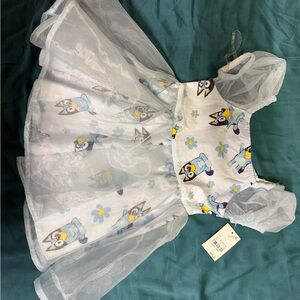Bluey Themed Dress with Sheer Sleeves